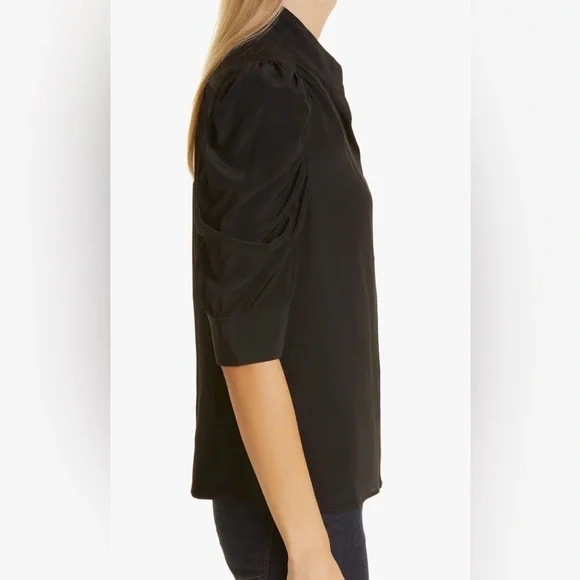 FRAME Woman’s Gillian Puff Sleeve Silk Blouse. Size L. 100% silk - Picture 7 of 16